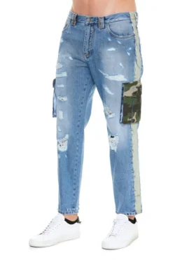 ( New Season ) Dolce & Gabbana Loose Fit Rips Cargo Jeans - Blue -Cheap Vestureo Store 625a75bc05c40767930d5f6fde06da75