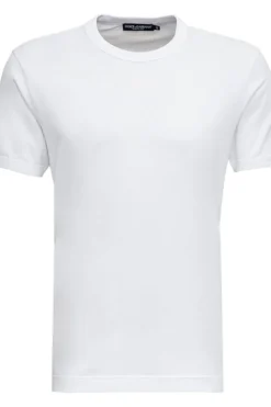 ( New Season ) Dolce & Gabbana Logo Embroidered Crewneck T-Shirt - White