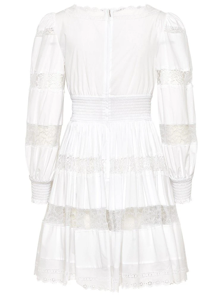 ( New Season ) Dolce & Gabbana Lace Detailed Poplin Mini Dress - White 2 ( New Season ) Dolce & Gabbana Lace Detailed Poplin Mini Dress - White - Image 2