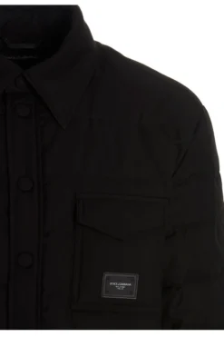 Dolce & Gabbana Logo Patch Quilted Shirt Jacket - Black -Cheap Vestureo Store 65008ca37b2078f1dc44e3e5732c28c5