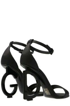 ( New Season ) Dolce & Gabbana DG Heel Open Toe Sandals - Black -Cheap Vestureo Store 654bb7be076dfdaf56c200179736d709