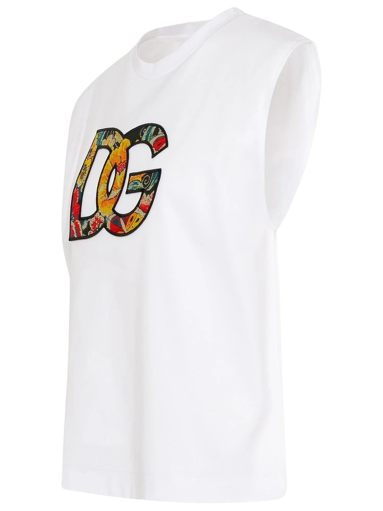 ( New Season ) Dolce & Gabbana Logo Patch Crewneck T-Shirt - White 3 ( New Season ) Dolce & Gabbana Logo Patch Crewneck T-Shirt - White - Image 3