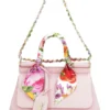 ( New Season ) Dolce & Gabbana Sicily Scarf Embellished Mini Tote Bag - Pink
