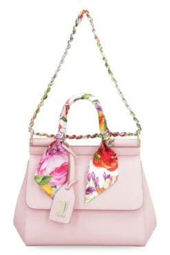 ( New Season ) Dolce & Gabbana Sicily Scarf Embellished Mini Tote Bag - Pink
