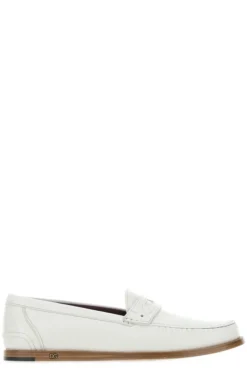 Dolce & Gabbana Logo Plaque Penny Loafers - White