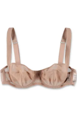 ( New Season ) Dolce & Gabbana Monogram Pattern Tulle Detailed Bra - Beige
