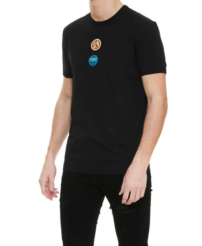 ( New Season ) Dolce & Gabbana Patch Detailed Crewneck T-Shirt - Black 4 ( New Season ) Dolce & Gabbana Patch Detailed Crewneck T-Shirt - Black - Image 4