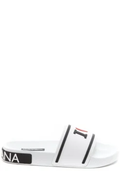 ( New Season ) Dolce & Gabbana I Love D&G Slide Sandals - White