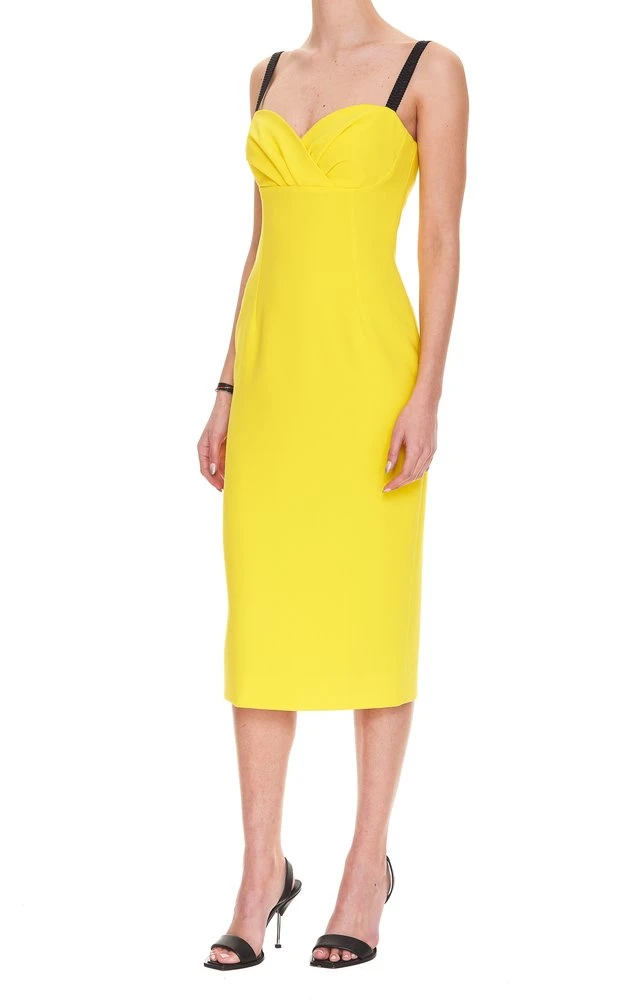 ( New Season ) Dolce & Gabbana Heart Neck Strapped Dress - Yellow 4 ( New Season ) Dolce & Gabbana Heart Neck Strapped Dress - Yellow - Image 4