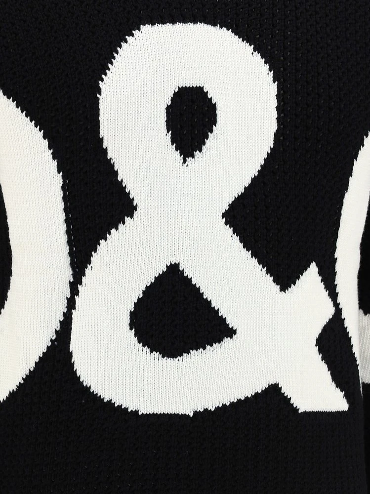 Dolce & Gabbana Logo Intarsia Crewneck Jumper - Black 3 Dolce & Gabbana Logo Intarsia Crewneck Jumper - Black - Image 3