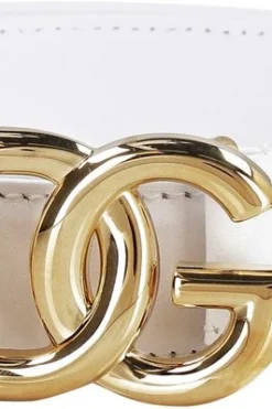 ( New Season ) Dolce & Gabbana DG Logo Buckle Belt - White