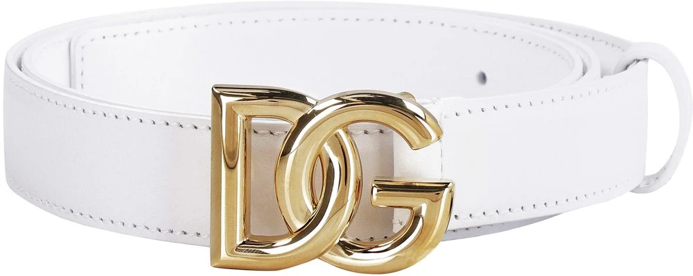 ( New Season ) Dolce & Gabbana DG Logo Buckle Belt - White 1 ( New Season ) Dolce & Gabbana DG Logo Buckle Belt - White