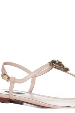 ( New Season ) Dolce & Gabbana Devotion T-Bar Sandals - Pink -Cheap Vestureo Store 68758e4e0e613c892db6add419605be6