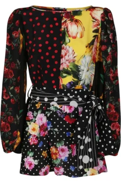 Dolce & Gabbana Patchwork Tie-Waist Blouse - Multi