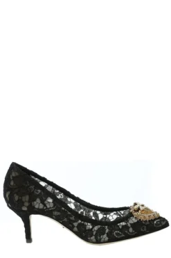 ( New Season ) Dolce & Gabbana Lace Detailed Pointed-Toe Pumps - Black