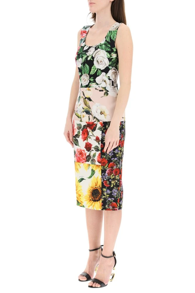 Dolce & Gabbana Floral Patchwork Midi Dress - Multi 5 Dolce & Gabbana Floral Patchwork Midi Dress - Multi - Image 5