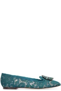 Dolce & Gabbana Crystal-Embellished Ballerina Shoes - Green