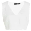 ( New Season ) Dolce & Gabbana Broderie Anglaise V-Neck Cropped Top - White