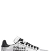( New Season ) Dolce & Gabbana Logo Printed Low-Top Sneakers - Silver