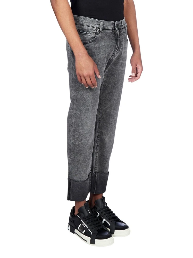 Dolce & Gabbana Logo Print Cropped Jeans - Grey 2 Dolce & Gabbana Logo Print Cropped Jeans - Grey - Image 2