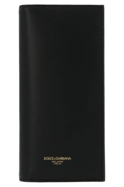 ( New Season ) Dolce & Gabbana Logo Detailed Foldover Wallet - Black