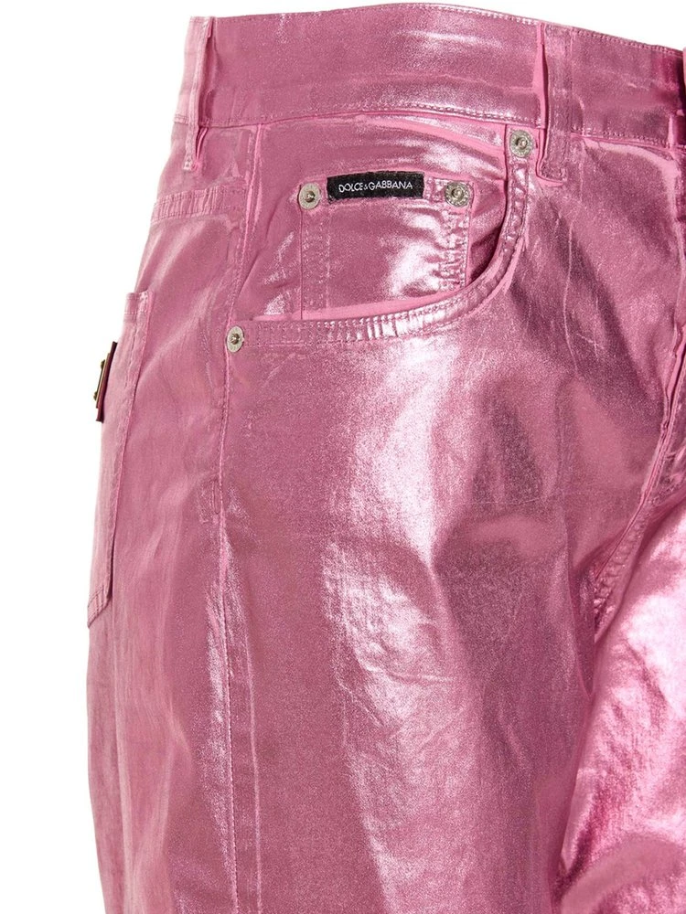 Dolce & Gabbana Metallic Effect Straight-Leg Jeans - Pink 4 Dolce & Gabbana Metallic Effect Straight-Leg Jeans - Pink - Image 4