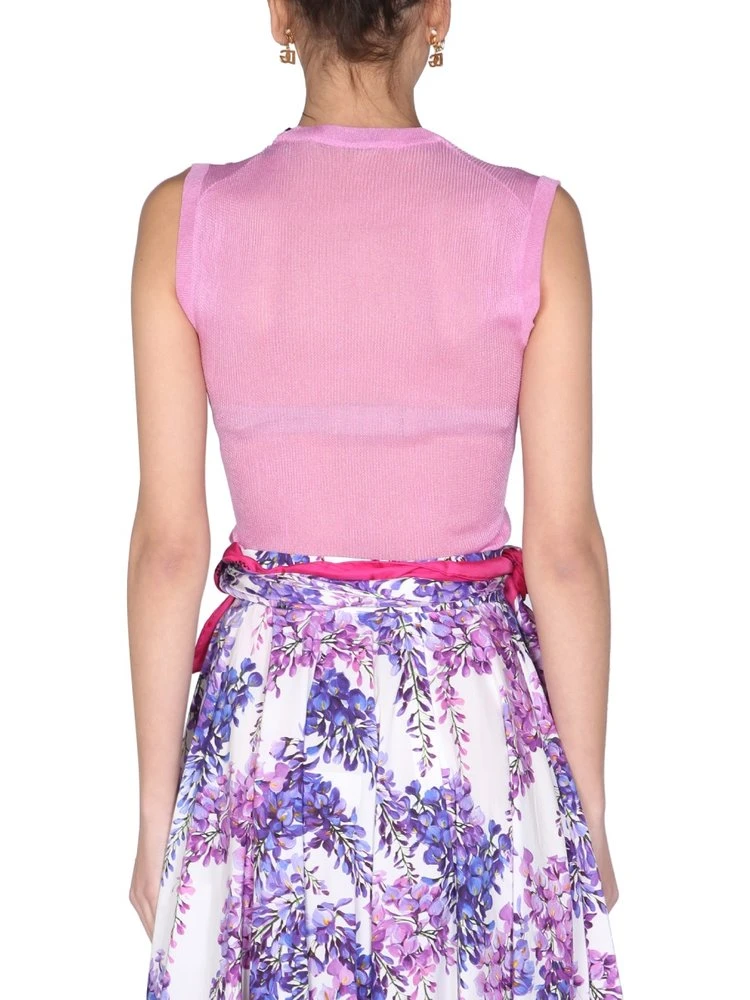 ( New Season ) Dolce & Gabbana Crewneck Rib-Knit Top - Pink 2 ( New Season ) Dolce & Gabbana Crewneck Rib-Knit Top - Pink - Image 2