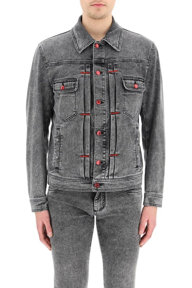 ( New Season ) Dolce & Gabbana Washed Effect Denim Jacket - Grey 2 ( New Season ) Dolce & Gabbana Washed Effect Denim Jacket - Grey - Image 2