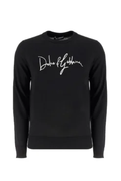 Dolce & Gabbana Logo Embroidered Knitted Jumper - Black