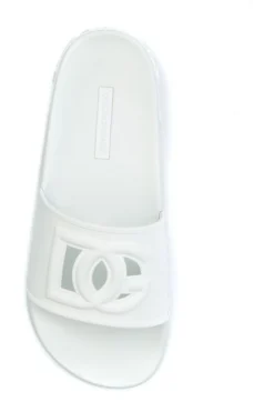 ( New Season ) Dolce & Gabbana Logo Cut Out Slip-On Slides - White -Cheap Vestureo Store 6c2f1d581a0a475cfd3e531c485ed830