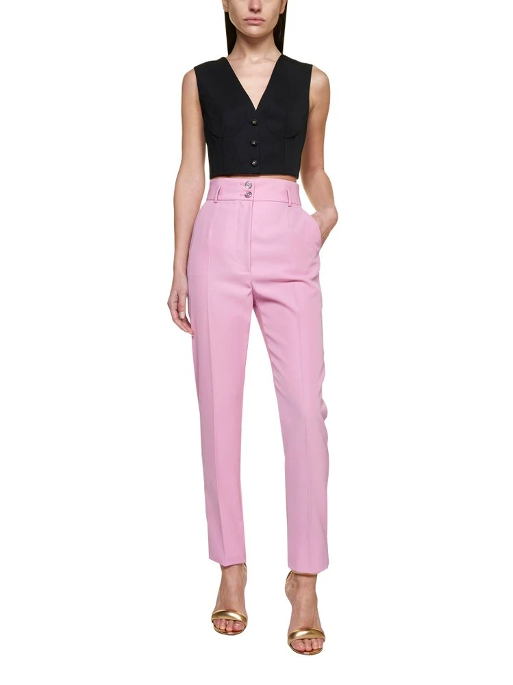 ( New Season ) Dolce & Gabbana Buttoned Straight Leg Trousers - Pink 5 ( New Season ) Dolce & Gabbana Buttoned Straight Leg Trousers - Pink - Image 5