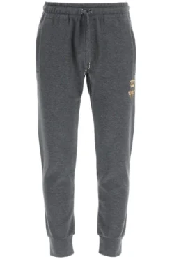 ( New Season ) Dolce & Gabbana Bee Embroidered Jogger Pants - Grey