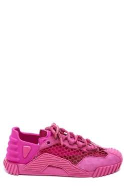( New Season ) Dolce & Gabbana Mesh Lace-Up Sneakers - Pink