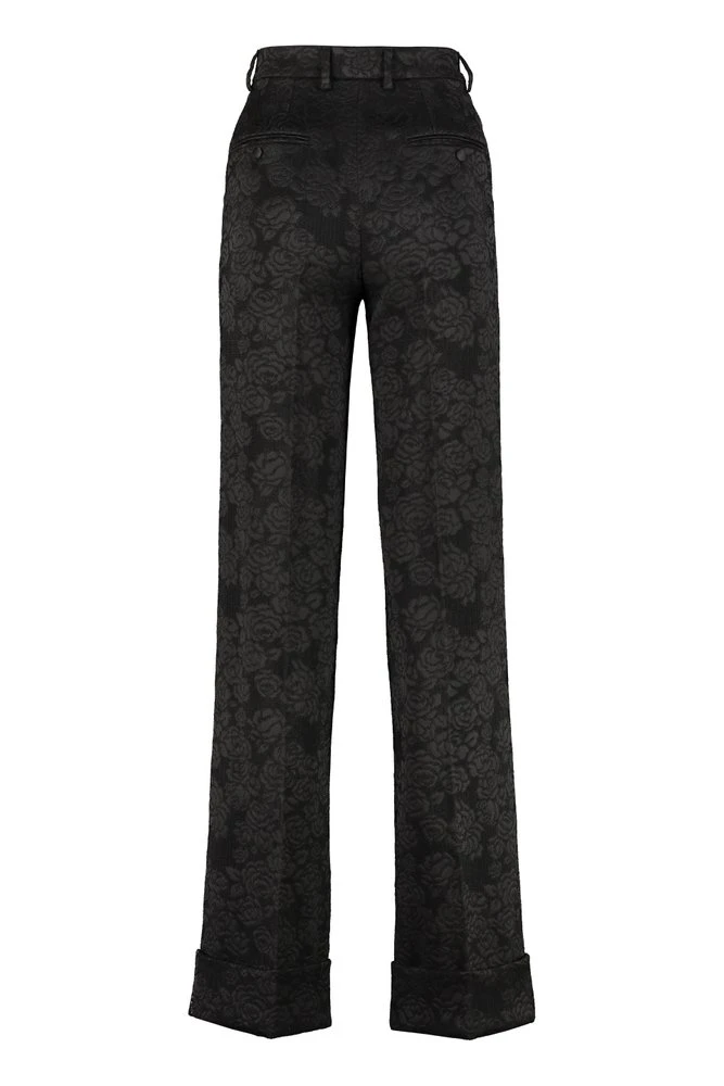 Dolce & Gabbana Jacquard Straight Leg Trousers - Black 2 Dolce & Gabbana Jacquard Straight Leg Trousers - Black - Image 2