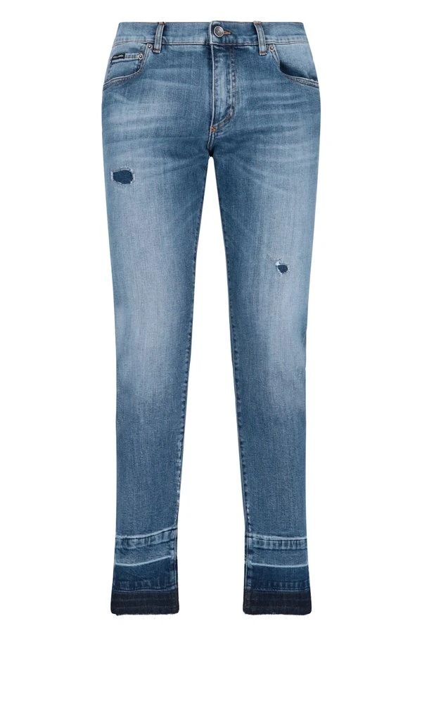 Dolce & Gabbana Distressed Straight-Leg Jeans - Blue 1 Dolce & Gabbana Distressed Straight-Leg Jeans - Blue