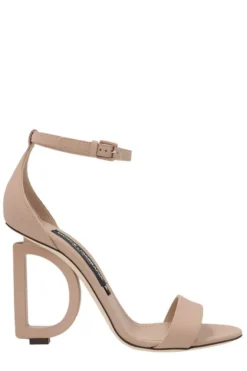 ( New Season ) Dolce & Gabbana DG Heel Open Toe Sandals - Pink