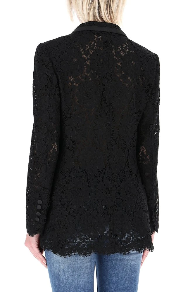 Dolce & Gabbana Lace Embroidered Blazer - Black 4 Dolce & Gabbana Lace Embroidered Blazer - Black - Image 4