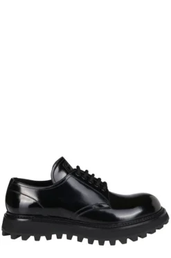 ( New Season ) Dolce & Gabbana Lace-Up Derby Shoes - Black