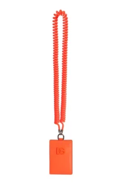 ( New Season ) Dolce & Gabbana Logo Embossed Strap Card Holder - Orange
