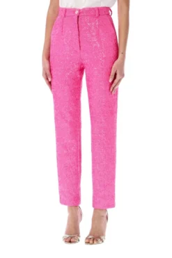 ( New Season ) Dolce & Gabbana Sequin Embellished Tapered Leg Pants - Pink