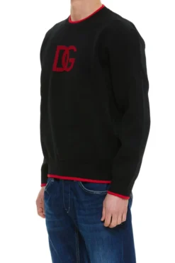 ( New Season ) Dolce & Gabbana DG Logo Jacquard Sweatshirt - Black -Cheap Vestureo Store 6e15c9bbd73aae29e5d61c0a72e03ab9