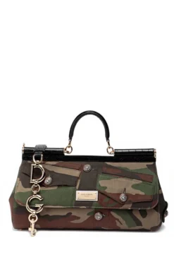 ( New Season ) Dolce & Gabbana Logo Plaque Camouflage Pattern Tote Bag - Multi