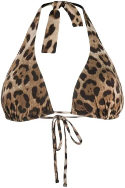 Dolce & Gabbana Leopard Print Bikini Top - Brown
