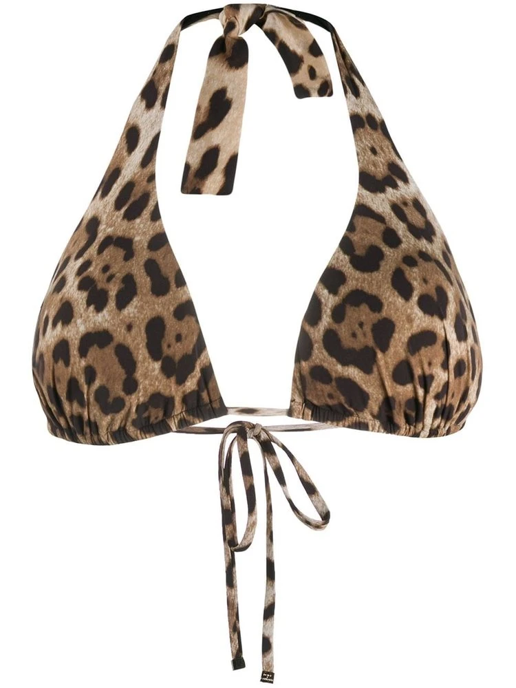 Dolce & Gabbana Leopard Print Bikini Top - Brown 1 Dolce & Gabbana Leopard Print Bikini Top - Brown