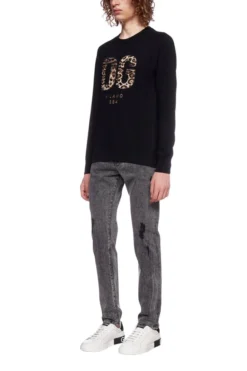 Dolce & Gabbana Logo Patch Knit Sweater - Black -Cheap Vestureo Store 70fbcce46dddf84affcec5fe71281c24
