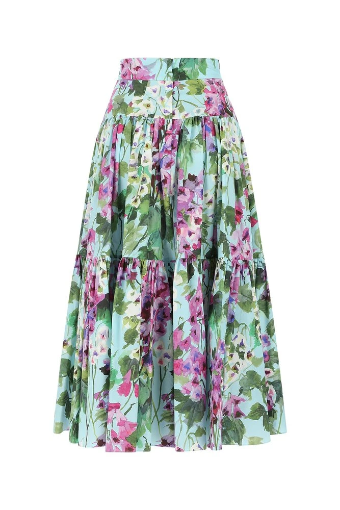 Dolce & Gabbana Bluebell Printed High Waist Midi Skirt - Multi 2 Dolce & Gabbana Bluebell Printed High Waist Midi Skirt - Multi - Image 2