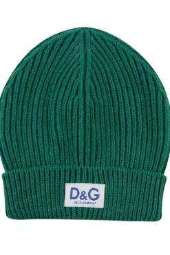 Dolce & Gabbana Logo Patch Turn-Up Brim Beanie - Green