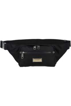 ( New Season ) Dolce & Gabbana Logo Plaque Belt Bag - Black