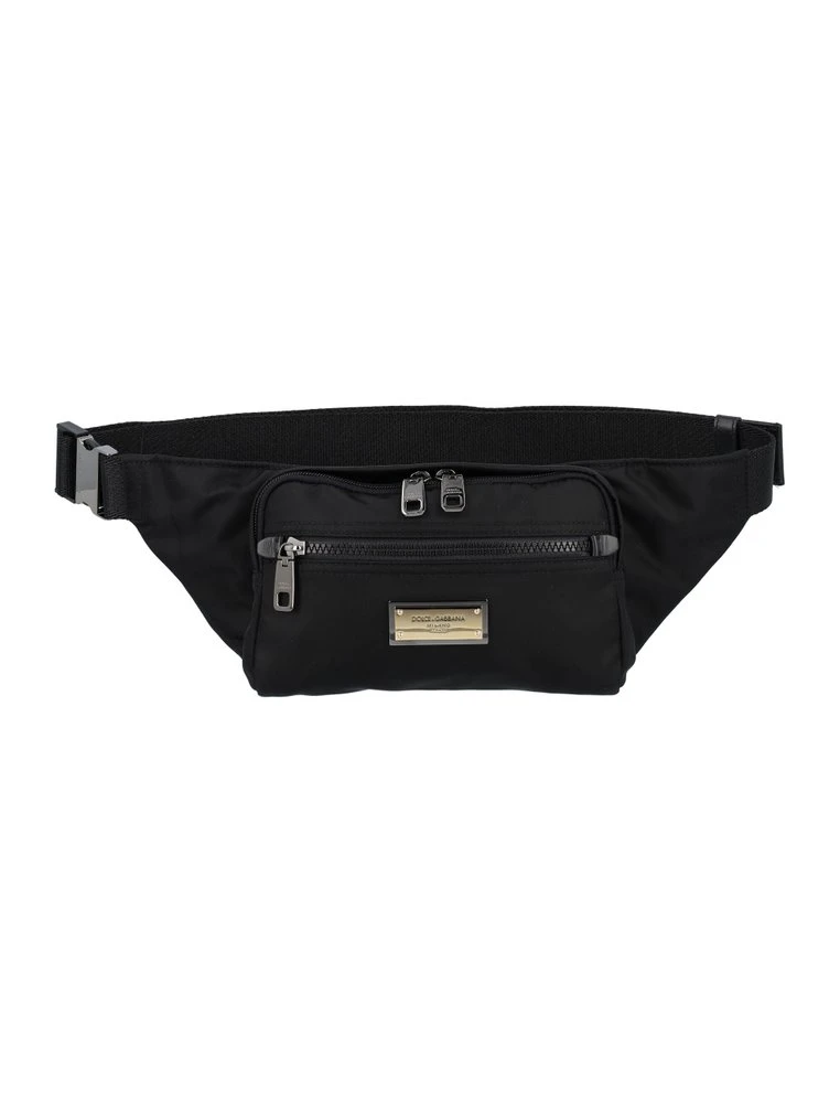 ( New Season ) Dolce & Gabbana Logo Plaque Belt Bag - Black 1 ( New Season ) Dolce & Gabbana Logo Plaque Belt Bag - Black