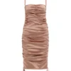 ( New Season ) Dolce & Gabbana Ruched Mini Dress - Brown